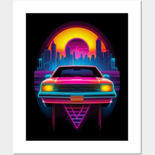 Neon Retro Car Posters and Art